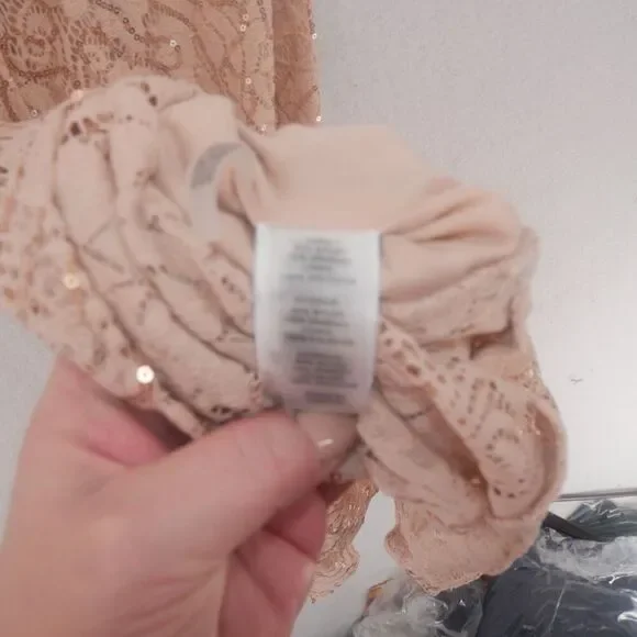 NEW Kensie Women's 4 Flounced Hem Sequin Asymmetric Midi Dress Blush Pink - Picture 11 of 15